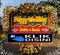 Bunga papan happy wedding